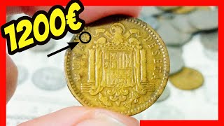 🚩 1200€ vale UNA PESETA de Franco  Monedas Españolas VALIOSAS 3  PESETAS El Mundo de las Monedas [upl. by Nevi]