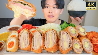 ASMR チーズミルフィーユカツ Cheese MilleFeuille Cutlets EATING SOUNDS  咀嚼音  MUKBANG  먹방 [upl. by Bushey]