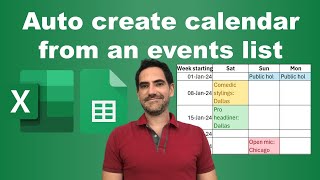 Auto create calendar from event data in Excel or Google Sheets [upl. by Barbie]