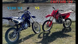 Honda CRF150R 2023 vs Yamaha YZ80 2001 Review amp Drag Race Challenge [upl. by Myers]