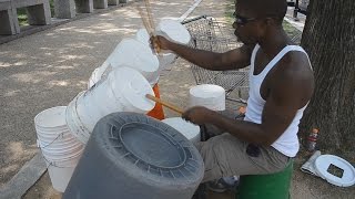 Street Musician Bucket Drummer in Washington DC [upl. by Leoy]