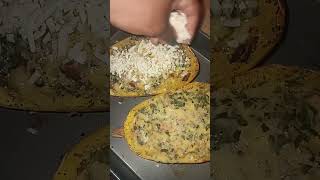 TRIED THE VIRAL SPAGHETTI SQUASH AGAIN CHICKEN ALFREDO food viralvideo dinner [upl. by Smail863]