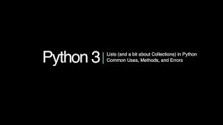 Python 3 Programming Course 7  Lists [upl. by Virgie]