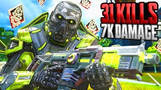 ABSOLUTELY INSANE Caustic 31 KILLS and 7000 Damage Apex Legends Gameplay Season 19 [upl. by Shakti357]