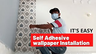 Self Adhesive Wallpaper Installation in Easy Steps  सेल्फ एडहेसिव वॉलपेपर कैसे लगाएं [upl. by Welcher]