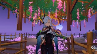 Serenitea Pot Mini Wisteria Tree Park Tour  Silken Courtyard Realm v20  Genshin Impact [upl. by Quinta]