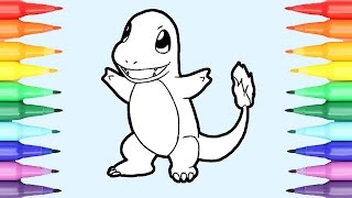 Pokémon coloring book pages for kids speed coloring Charmander Charmeleon Charizard [upl. by Ariajay]