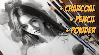 How to Combine Graphite Powder Pencil and Charcoal in Drawing [upl. by Rexanna]