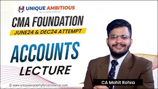 CMA FOUNDATION  Account  L5 JuneDec2024 Free Batch  CA Mohit Rohra [upl. by Netloc]