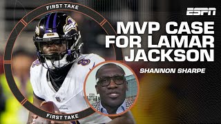 Shannon Sharpe makes an MVP case for Lamar Jackson 👀  First Take [upl. by Beckman]