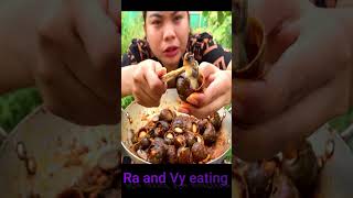 So yummy snail fried  eating snail mukbang   snail recipe shorts short [upl. by Fahy896]