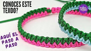 ⭐Cómo hacer pulseras de hilo FÁCILES en macramé Variación Nudo Plano dos colores 👫UNISEX DIY [upl. by Eiromem]