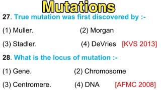 Genetics MCQ  Mutation mcq  class 12 biology  NEET 2023 [upl. by Abdulla]