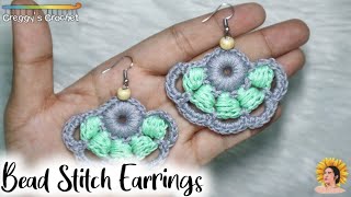 CROCHET quotBead Stitchquot Earrings  Tutorial [upl. by Wiles478]