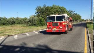 FDNY ENGINE 257 TAKING UP FROM A 7TH ALARM BRUSH FIRE IN GERRITSEN BEACH BROOKLYN IN NEW YORK CITY [upl. by Maurizia]