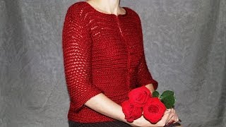 How to crochet womens cardigan  video tutorial with detailed instructions [upl. by Handler598]