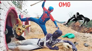 2 Spiderman Heroes fight with 2horned horror mutant monkey [upl. by Kusin]