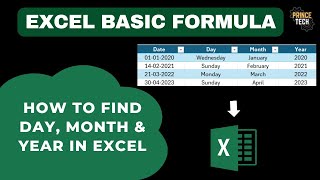 Excel Tutorial For Beginners in Hindi  How to extract Day Month amp Year in excel  PrinceTech01 [upl. by Amena]