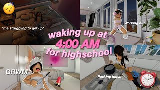 waking up at 4AM to get ready for highschool  Productive  Bloxburg Roleplay  wvoices [upl. by Ellerey]