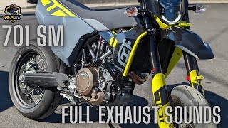 Husqvarna 701 Supermoto Full Exhaust Sound Clips [upl. by Nylyak]