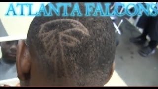 How to Hair Design tutorial Falcon  w stencil  Mens hairstyles  football [upl. by Edyth]