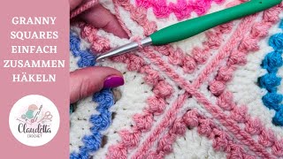 So Häkelt Man Granny Squares GANZ EINFACH Zusammen – Einfaches Tutorial [upl. by Sullecram428]