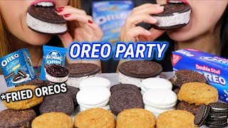 ASMR OREO PARTY FRIED OREOS ICE CREAM 오레오 리얼사운드 먹방  KimampLiz ASMR [upl. by Nyltac]