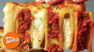 How To Make A Lasagna Stuffed Rigatoni Pie  Twisted [upl. by Ettebab]