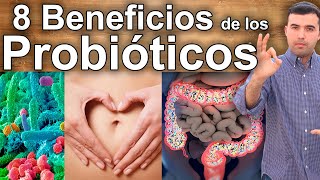 8 Beneficios de los Probióticos  Cándida Gastritis Hinchazón Hígado y Mucho Más [upl. by Holcomb]