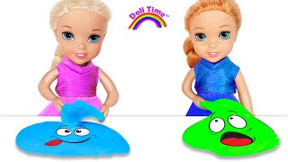 Elsie and Annie Fun games playing with Slime at School​ [upl. by Yentihw821]