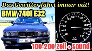 BMW E32 740i  das Gewitter fährt mit 100200 Zeit  Sound  Youngtimer 2024 [upl. by Ariam]