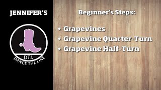 Learn How To Line Dance Beginners’ Steps Grapevines Grapevine Quarter Turn Grapevine Half Turn [upl. by Nennek]