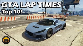 Top 10 Fastest Cars 2023  GTA 5 Best Fully Upgraded Cars Lap Time Countdown [upl. by Beekman]