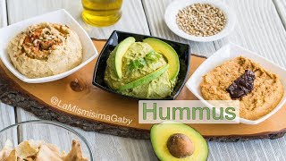 ¡3 RECETAS DE HUMMUS  TRADICIONAL LIBANÉS AGUACATE PALTA Y CHIPOTLE [upl. by Nagy545]