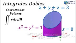 Volumen con cilindro y plano inclinado con integral doble  COORDENADAS POLARES  GEOGEBRA  MAPLE [upl. by Lundberg]