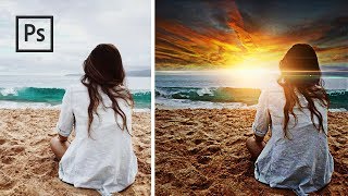 Cara Mengedit Foto agar lebih Berwarna  Sunset Dramatic Color  Photoshop Tutorial Indonesia [upl. by Neufer]