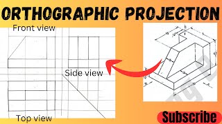 Orthographic projection in  engineering drawing  technical drawing [upl. by Guinevere]