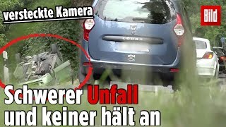 Polizei testet Schwerer Unfall und keiner hält an 😧 [upl. by Ennayelsel]