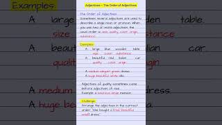 Adjectives The order of Adjectives AdjectiveOrder GrammarRules [upl. by Surbeck]