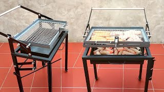 Rotating grill with excellent stepbystep charcoal lifting system [upl. by Esirec906]