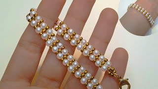 Seed Bead Jewelry Making Tutorials For Beginners DIY beaded braceletHow to make pearl bracelet [upl. by Mylor]