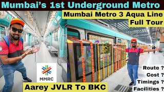 BRAND NEW MUMBAI UNDERGROUND METRO 1st RIDE  Mumbai Metro 3 Aqua Line DETAILED TOUR amp EXPERIENCE [upl. by Dorthy45]