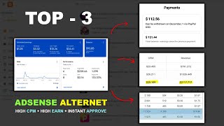 Top 3 😱 Best AdSense Alternative for Blogger 2024  Instant Approval  High CPM [upl. by Uzzia]