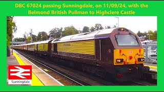 DBC 67024 passing Sunningdale on 110924 with the Belmond British Pullman quotHighclere Castlequot [upl. by Sifan387]