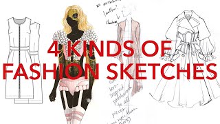 4 Kinds of Fashion Design Sketching [upl. by Caddric]