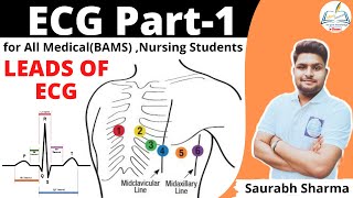 ECG Part 1st Electrocardiography Leads in Hindi  for Medical BAMS Nursing  Pharmacy Students [upl. by Nodab526]