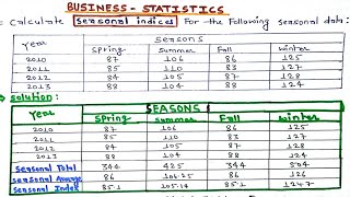 Calculate Seasonal indices for the following Seasonal data  Seasonal index [upl. by Nnylf712]