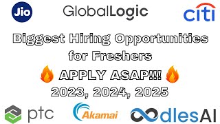 Jio Citi Global logic OFF Campus Drive 2024 2023 2022 BATCH  New Hirings  Apply Now  Freshers [upl. by Llerret]