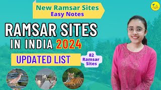 Ramsar Sites 2024  Ramsar Sites in India 2024  New Updated List  Current Affairs 2024 [upl. by Eimmelc926]