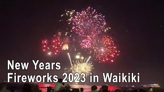 New Years Fireworks at Waikiki beach 2023 [upl. by Ahsiele]